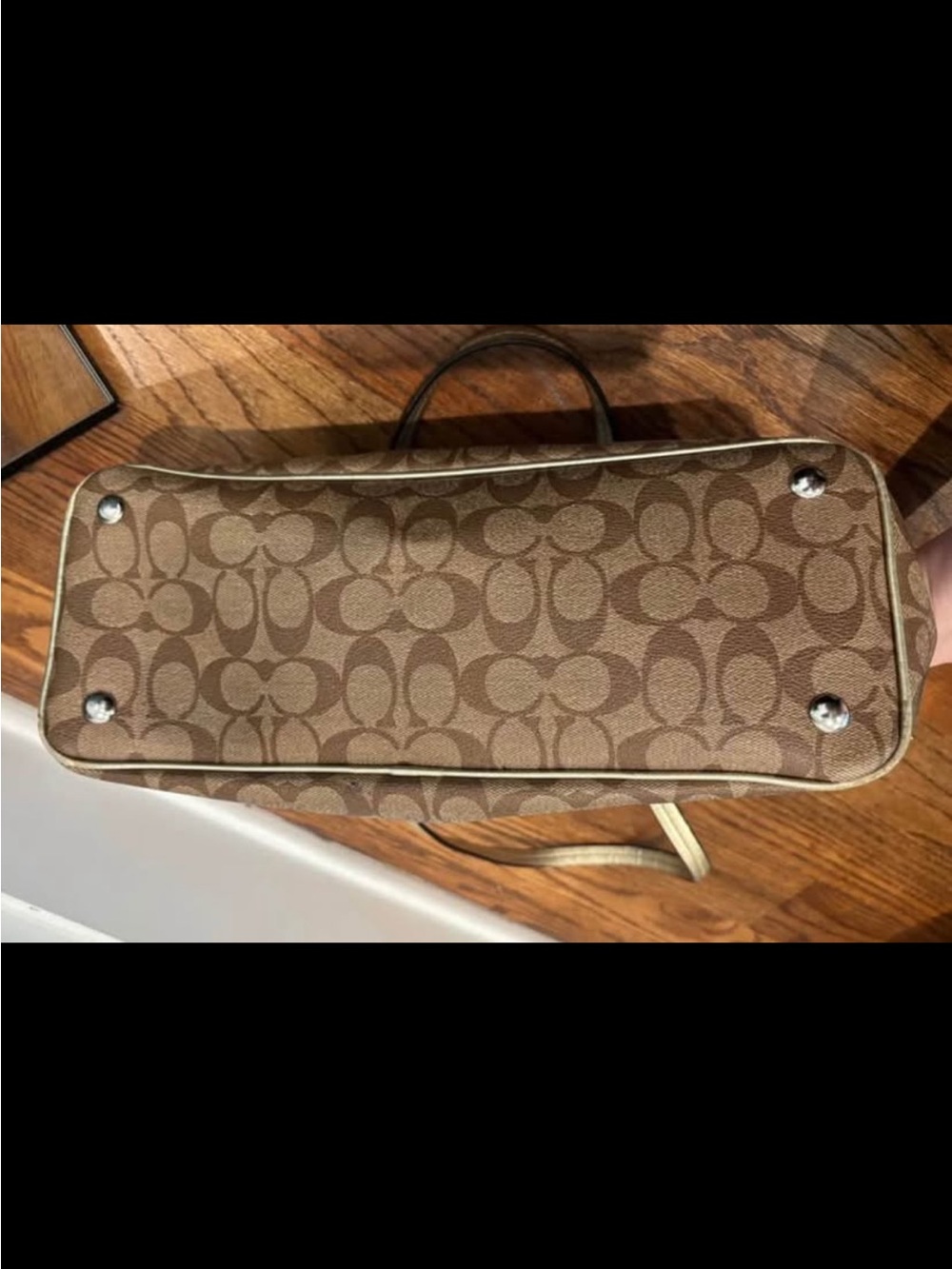 Coach Brown Signature Monogram Tote with Cream Trim - Picture 6 of 9